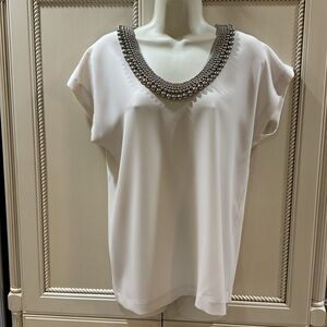 Diane Von Furstenberg Off White Necklace Blouse Small